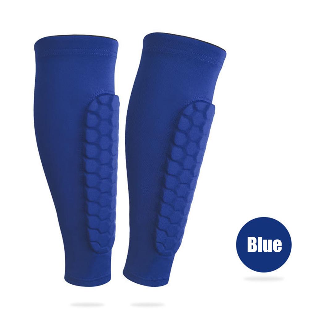 1 PC Honeycomb Shin Guard Sports Football Shields Soccer Legging Shinguards Leg Sleeves Protective Gear: Blue / M