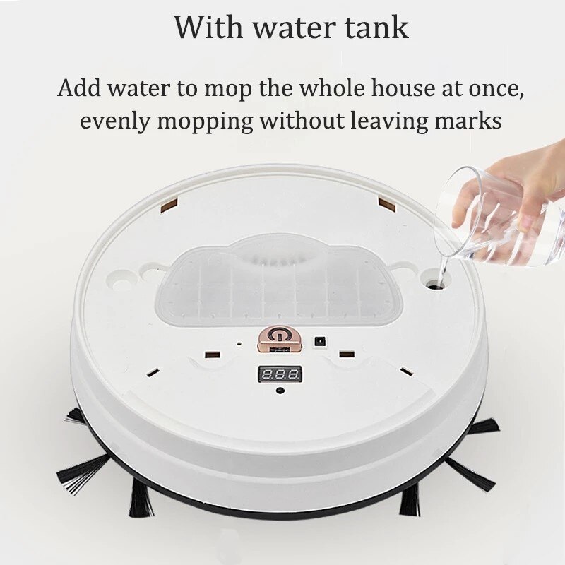 Home Multifunctional USB With Remote Control Water Tank Intelligent Sweeping Robot Three In One Three Gear Adjustment