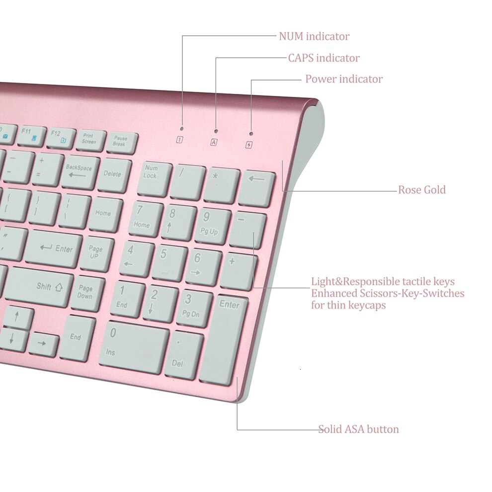 Jelly Comb — Clavier et souris multimédia sans fil, accessoire pour ordinateur 2,4G parfait pour un notebook ou portable discrets sans bruits à 102 touches