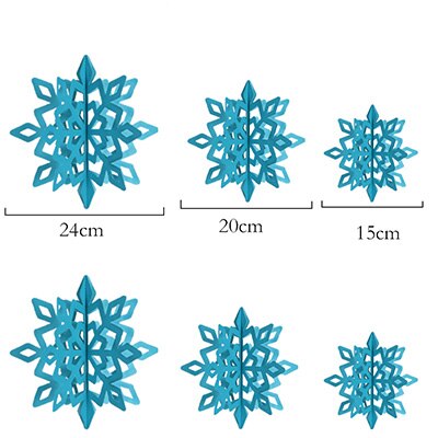 6 stks/set Winter Sneeuwvlok Opknoping Ornamenten Meerdere Kleur Sneeuwvlok Vorm Papier Guirlande Jaar Christmas Party Decoratie: Sky Blue