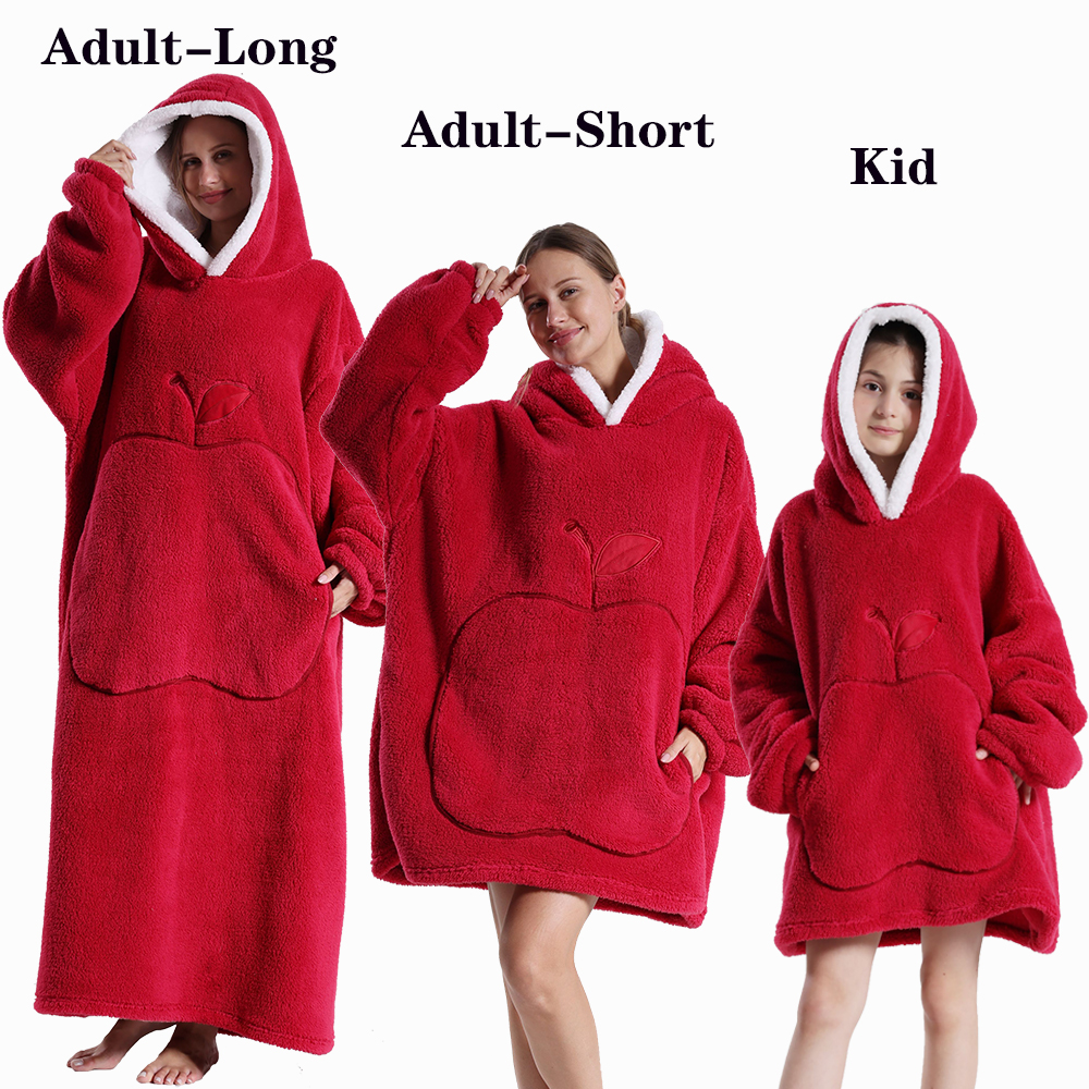Sweat-shirt à capuche d'hiver pour femmes et hommes, pull Extra Long, et doux, polaire géante TV, couverture surdimensionnée avec manches longues en flanelle: S / Marron