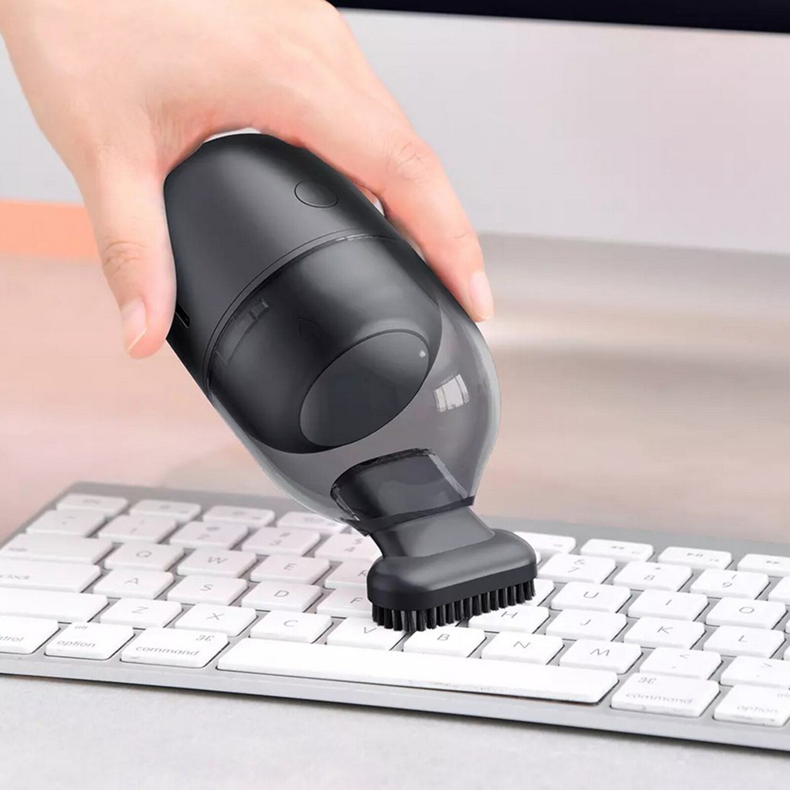 Rechargeable Cordless Small Handheld Vacuum Cleaner Computer Sweeper Dust Crumb Home Office with Vacuum Nozzle: Black