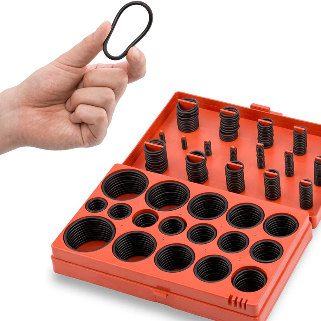 225pcs O-Ring Kit Rubber Silicone O Ring Seal NBR Sealing O-rings Nitrile Washer Rubber orings Set Assortment Kit Set Box Ring