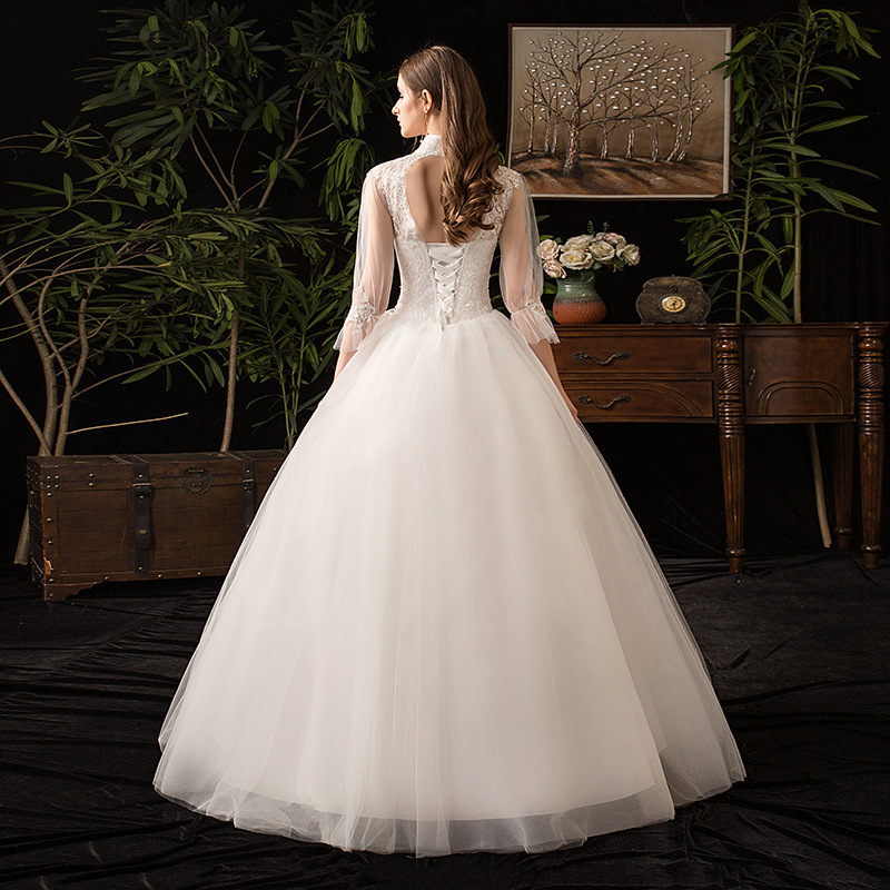 Cheap Wedding Dresses Lace Up Ball Gown High Neckl... – Grandado