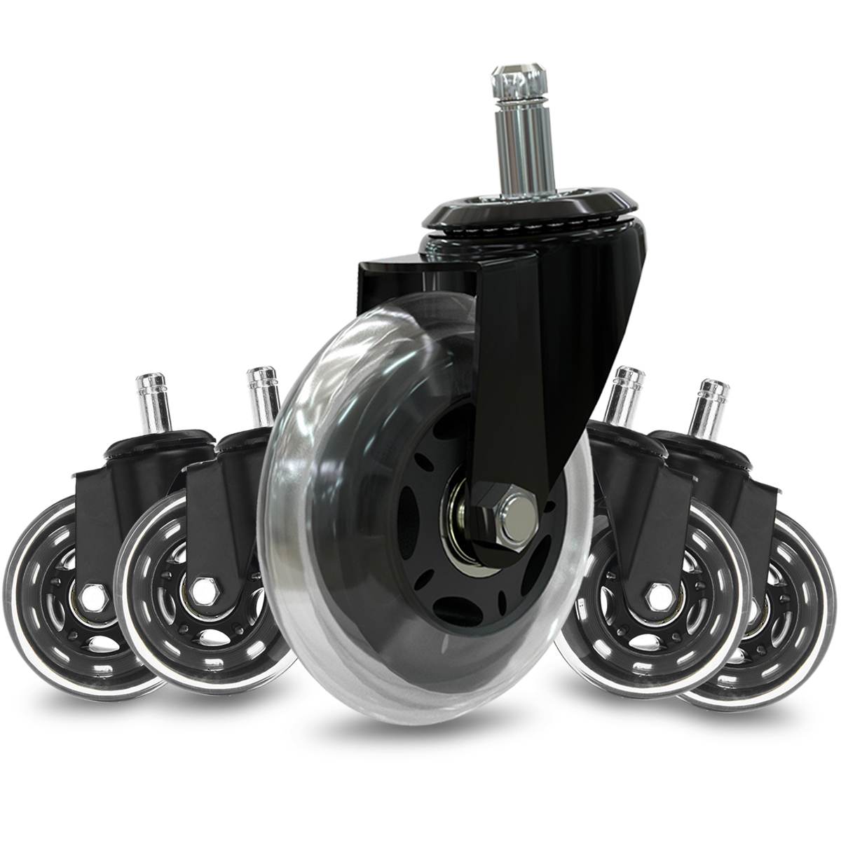 5PCS Computer Chair Wheels 3inch PU Caster Wheel Replacement Swivel Rollers Furniture Hardware 360 Degree Wheels for Chair