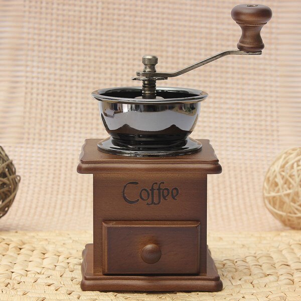 Koffie Handleiding Koffiemolen Moedor De Cafe Hout Stand Bowl Antieke Hand Koffiemolen Cafetera