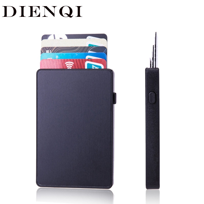 DIENQI-tarjetero Anti Rfid para hombre y mujer, Mini Billetera delgada, pequeña, mágica, inteligente,