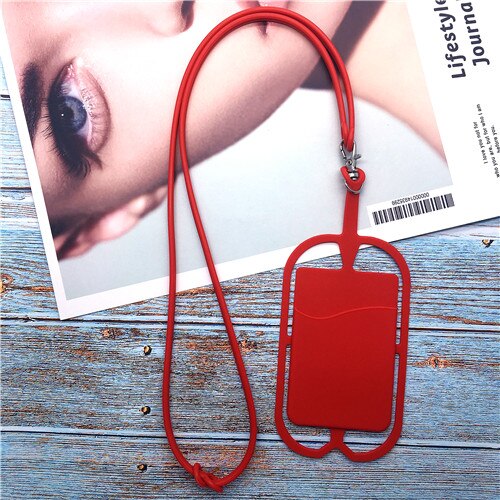 Siliconen Mobiele Telefoon Lanyard Houder Case Cover Universele Telefoon Neck Strap Ketting Sling Voor Smart Mobiele telefoon lanyard voor telefoon: red