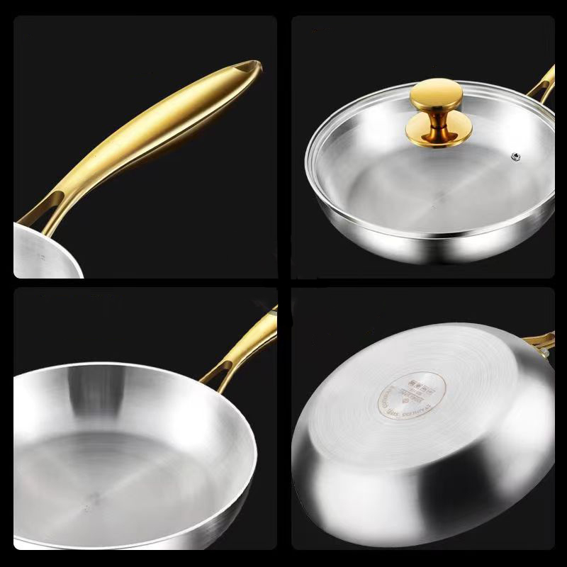 30CM Non-stick Frying Pan Wok 316 Stainless Steel Cooking Fried Steak Gas Stove Pot Induction General Saucepan Kitchen Cookware