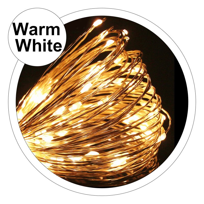 Balkon Hek Solar Outdoor Led String Tuin Decoratie 10M 20M Patio Bruiloft Kerst Decoratieve Guirlande Waterdichte Wandlamp: Warm White / 10M / Solar Power
