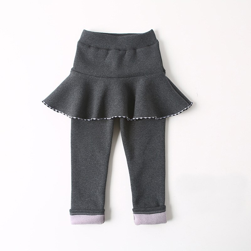 Mädchen Winter Leggings Hosen Kinder Hosen Fleece Legging für Mädchen Dicke Warme Falsche Zwei Stück Culotte Kinder Skirtpants Hosen: grey / 8