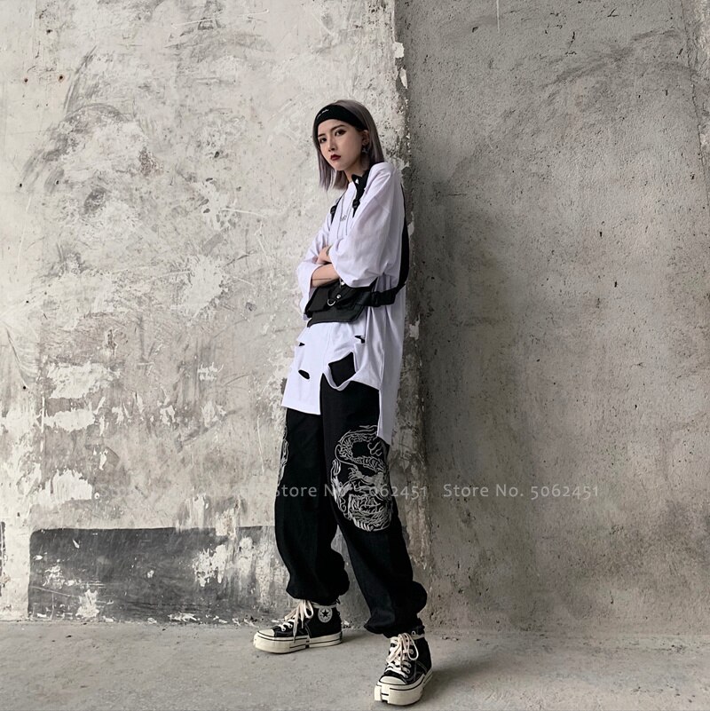 Pantalones de harén estilo japonés Harajuku traje chino Tang Hip Hop talla grande Streetwear pantalones de pierna ancha ropa gótica asiática