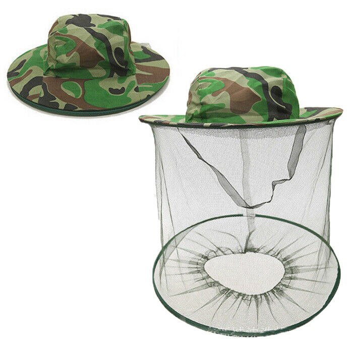 Myg hat med hovednet mesh fiskeri biavl hat værktøj camouflage cap holder insekter bi flyvende ansigtsbeskytter