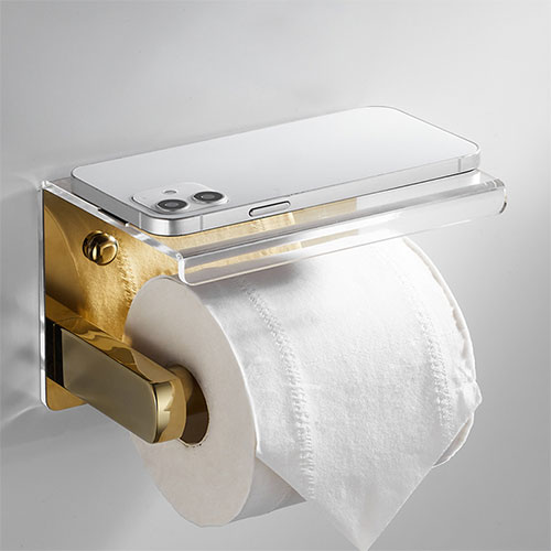 DOOKOLE HOHardware-Ensemble d'accessoires de bain dorés, porte-serviettes mural T1, porte-serviettes, brosse de toilette, crochets à serviettes, porte-papier: Black
