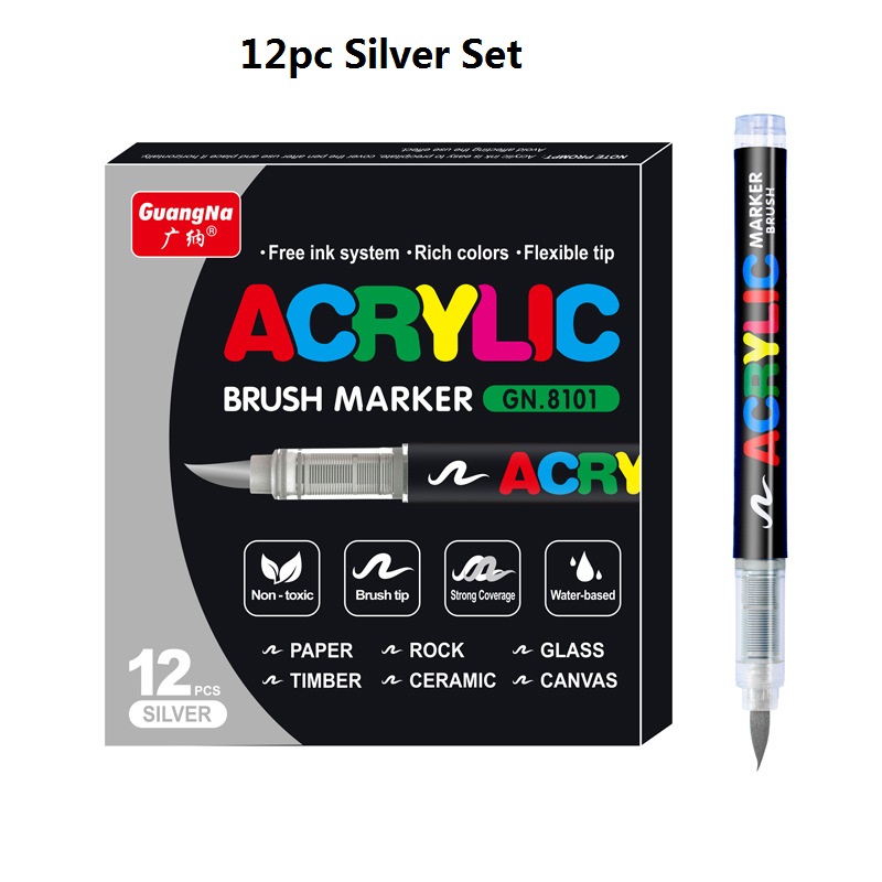 Guangna Acrylic Painting Markers Set Plumones 72/60/48/36/24/12 Colors Soft Brush Pen Marcadores Drawing Graffiti Art Supplier: Lavender