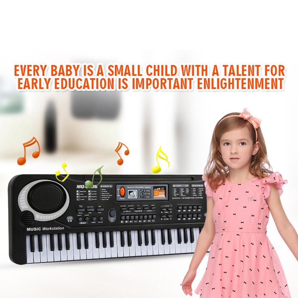 BLACK 61 Key Digital Electronic Keyboard & Microphone Electric LED Piano Or