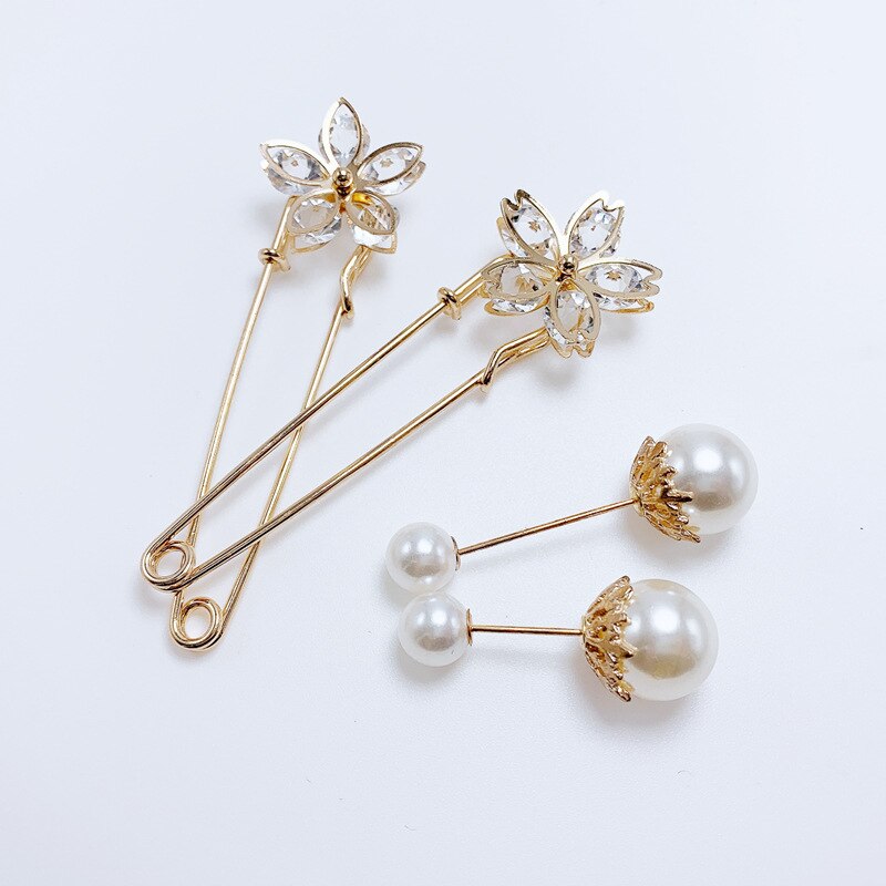 10 stuks kristallen strass broche jurk decoratie schattige gesp speld grote veiligheidsspeld kraag vrouwen sieraden voor kleding ornament
