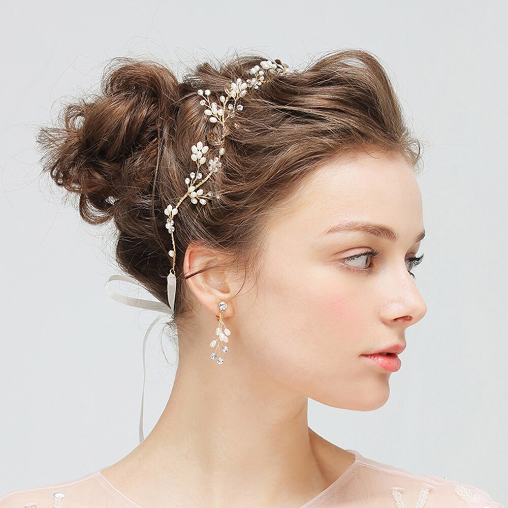 Tocado de hojas doradas Vintage para mujer, accesorios de Boda nupcial, diadema de flores, joyería de cristal de perlas, de cena