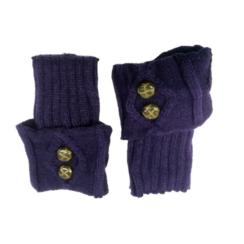 Laarzen accessoires dames winter korte beenwarmers knoop haak gebreide laarzen sokken toppers manchetten: Marineblauw