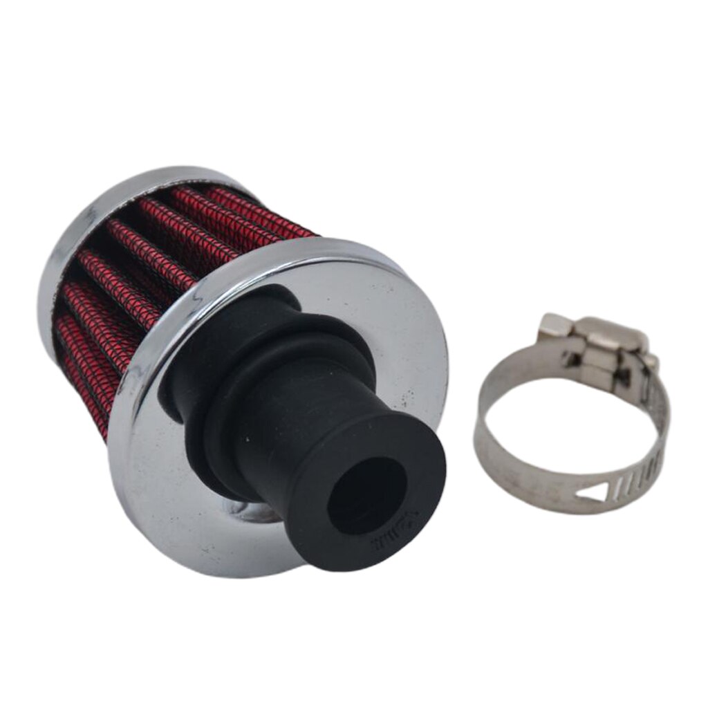 1x Red Mini Air Intake Crankcase Breather Filter Valve Cover Vent 12mm Universal