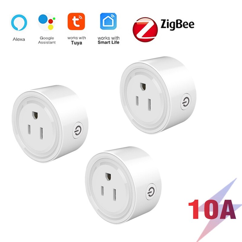 Aubess Tuya 10A Mini Smart WiFi Plug Outlet Timer Remote Control Switch Wireless Power Socket Work With Google Home/Alexa: 3 pcs