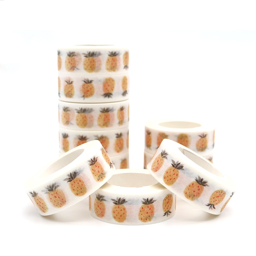 10 m * 15mm Fruit Ananas Washi Tape Decoratie Roll Diy Decoratieve Sticky Papier Afplakband Zelfklevende Tape Scrapbook Tape