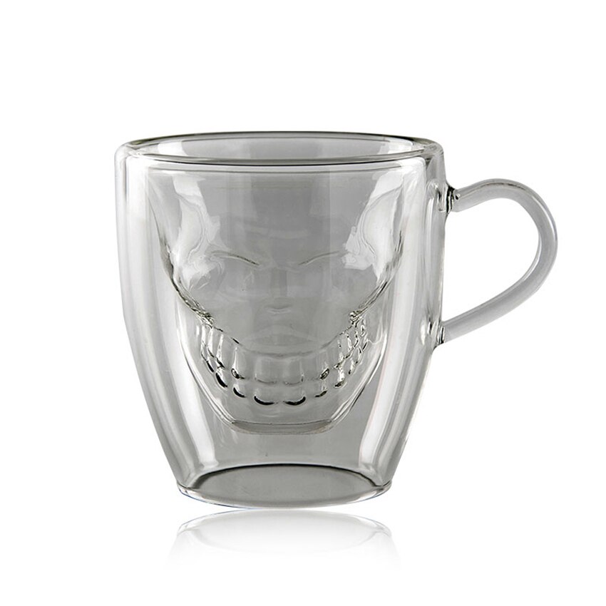 60ml klara dubbla glas koppar kaffe te mugg dödskalle isolerade muggar espresso koppar öl café kopp set för barista