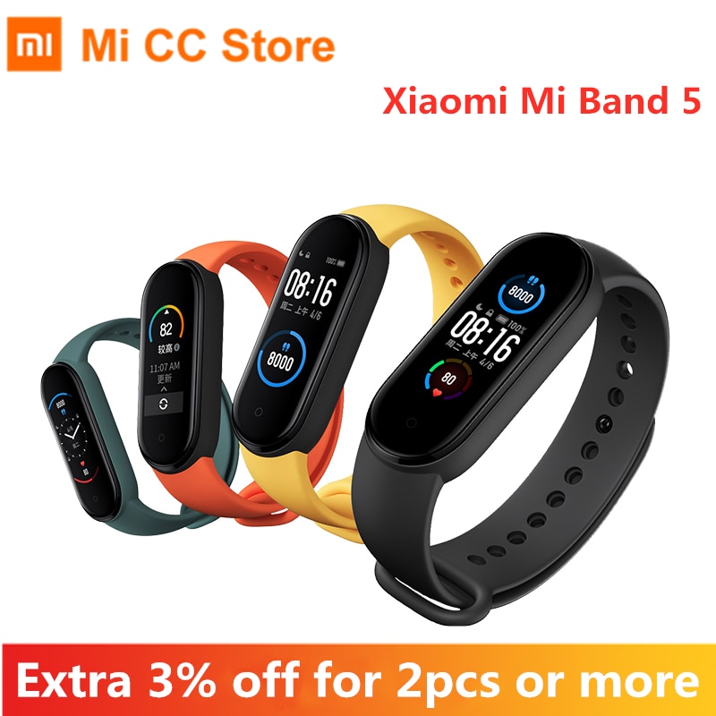 Xiaomi Mi Band 5 Smart Bracelet 1.1Inch AMOLED Screen Fitness Tracker Heart Rate Monitor Smart band 4 Color miband 5