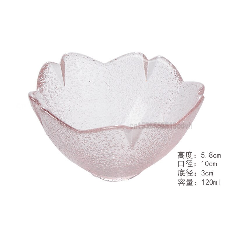 Japanese Cherry Blossom Plate Transparent Pink Glass Saucer Glass Salad Bowl Salad Bowl Set Dish Set