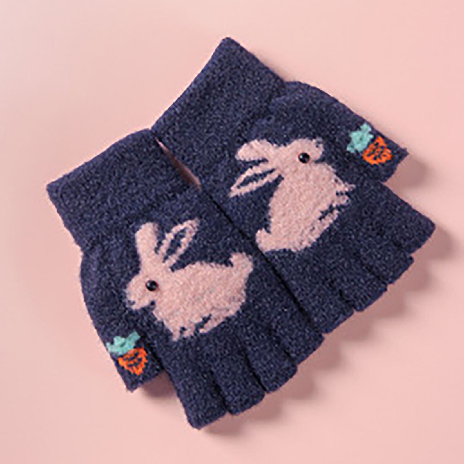 Baby Winter Kaninchen Gedruckt Handschuhe Winter draussen betroffen Verdicken warm Halten Winddicht Zeigen Finger Handschuhe Варежки С Животными