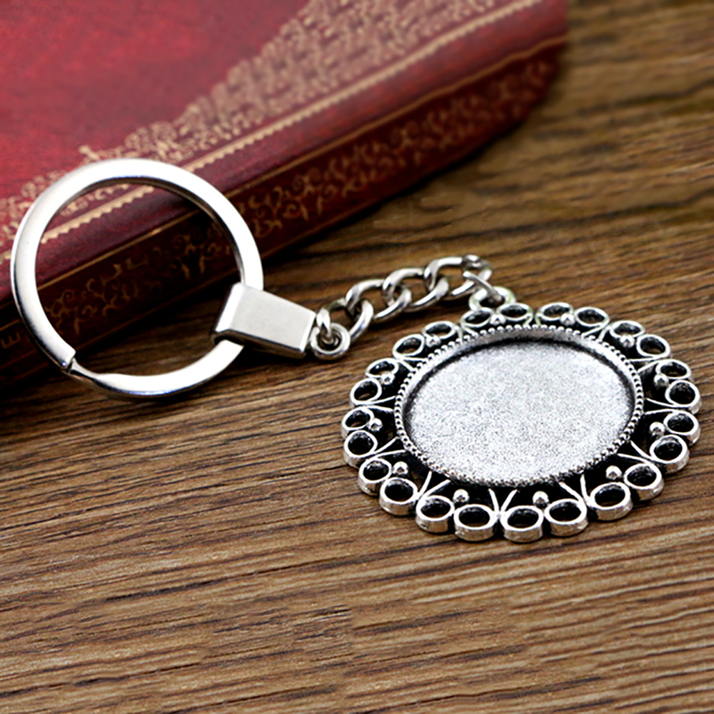 Nowe mody brelok wewnętrzny rozmiar 25mm Cabochon baza ustawienie wisiorki DIY mężczyzn biżuteria brelok robić kluczyków robić samochodu uchwyt molościeniowy pamiątka na prezent: A3-28-SG