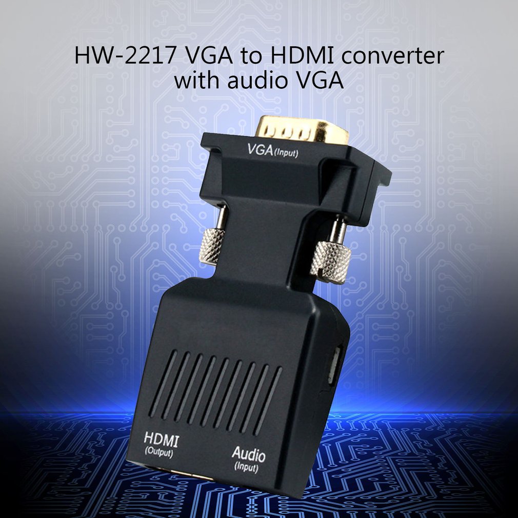 VGA Male to HDMI Female Converter with Audio Adapter Cables 1080P for HDTV Monitor Projector PC PS3