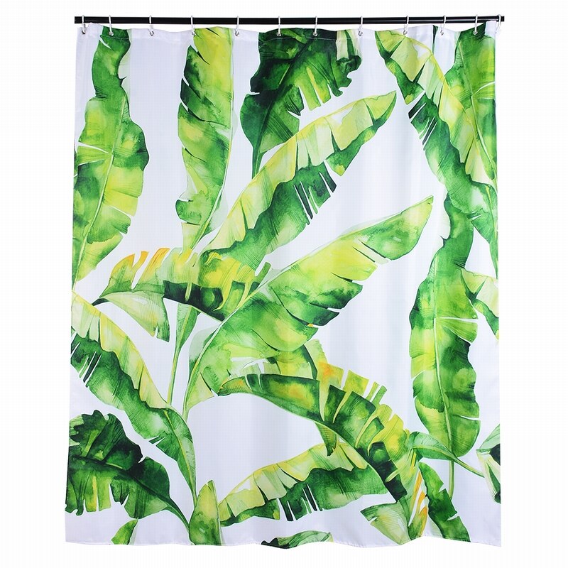 1pc 180 x 180cm gröna blad utskrift duschdraperi bearroom moderna naturliga växtmönster polyester badrumsgardiner: C