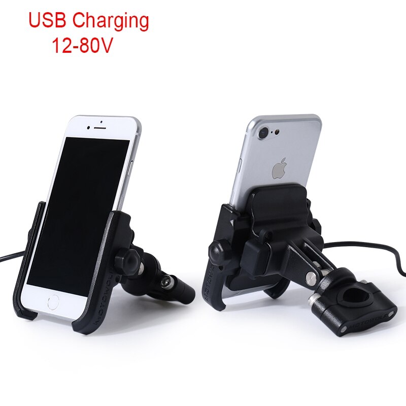 Car Styling MOTOWOLF Motorcycle Modified Phone Holder AL 360 Horizontal rotation Cool styling Fast: USB Black