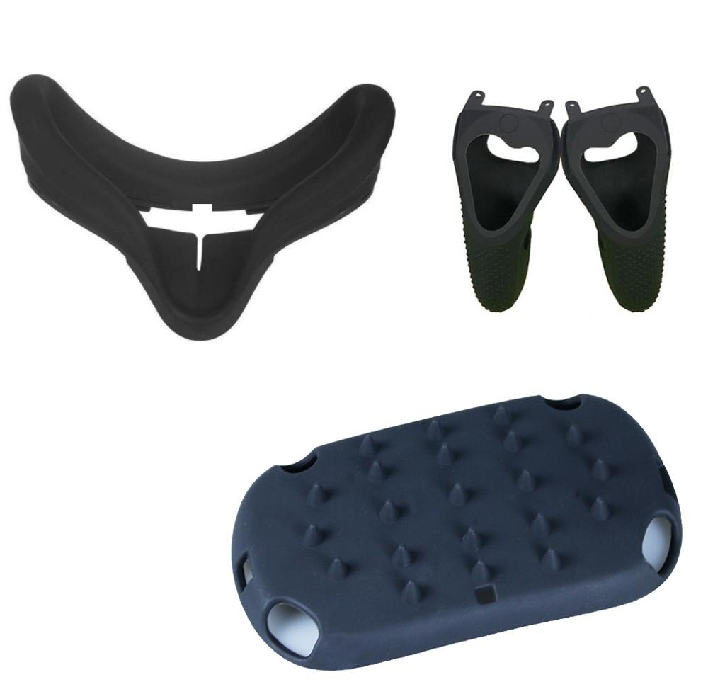 Neueste Silikon Schutzhülle Kopf Abdeckung Auge Gesicht Maske Pad Shell haut für Oculus Quest VR Gläser Controller Grip Abdeckung Sweatproof: 4-piece set Black