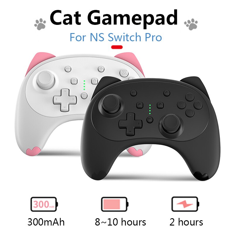 Cartoon Kitten Iine Kat 4nd Draadloze Controller Voor Nintendo Switch/Schakelaar Lite Gamepad Joystick Voice Wakker Hoofdtelefoon Plug