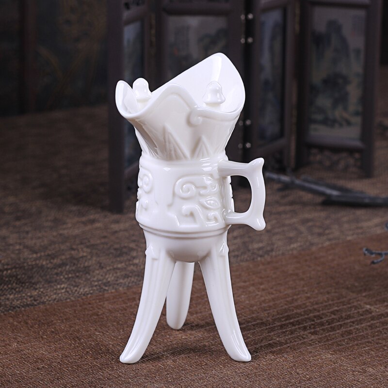 Chinese antique ceramic liquor wine cup set goblet glass old fashioned sake small white wine spirit drinking cup 2pcs: White / 35ml
