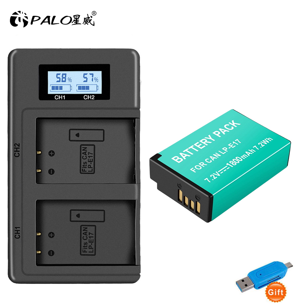 PALO LP E17 LP-E17 bateria + LCD podwójna ładowarka USB do aparatu Canon EOS 250D 200D M3 M6 750D 760D T6i T6s 800D 8000D pocałunek X8i kamery: WHITE
