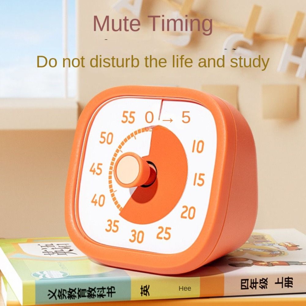 Square 60 Minutes Visual Timer Alarm Clock Ultra Silent Countdown Timer Visualization Self-discipline Kitchen Timer