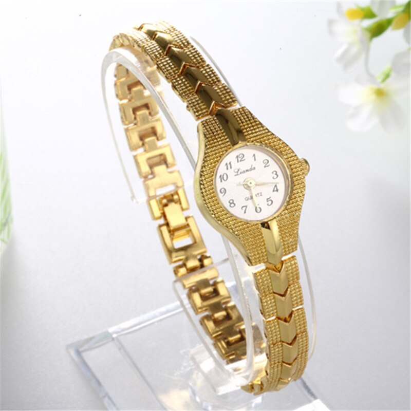 Kvinder ur afslappet guld rustfrit stål armbåndsur lille analog urskive kvindelig armbåndsur ur ur relojes: 2