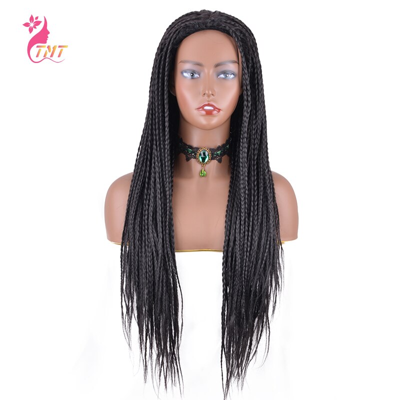 Peruca trançada reta longa da trança da caixa sintética das perucas para preto 26 wig wig peruca trançada pura artesanal
