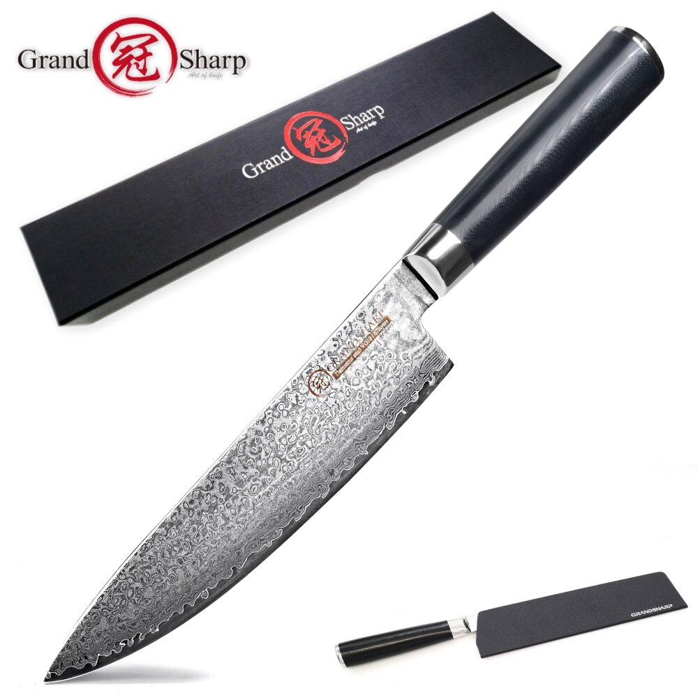 4 Pcs Chef Knife Set VG10 Japanese Damascus Steel Nakiri Kiritsuke Utility Kitchen Knives Cooking Tools Stainless Steel Scabbard: Chef knife