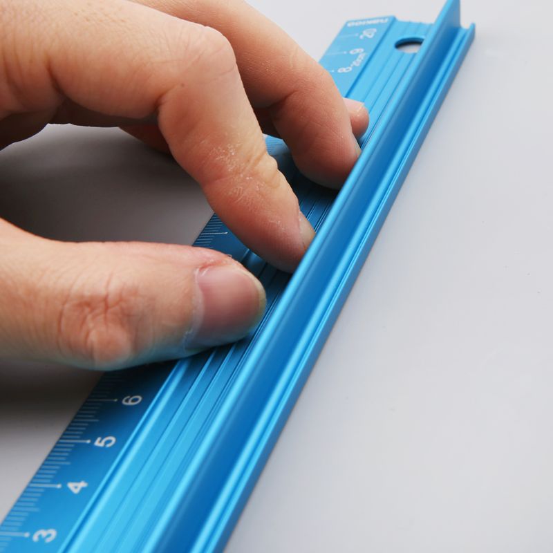 20/30/45cm Blue Aluminum Alloy Straight Ruler Protective Scale Measuring Engineers Drawing Tool Rulers 3 Sizes