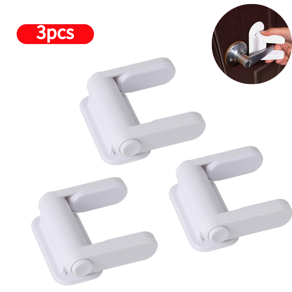 Universal Door Lever Lock Child Baby Safety Lock Rotation Proof Door Adhesive Security Latch Multi-functional