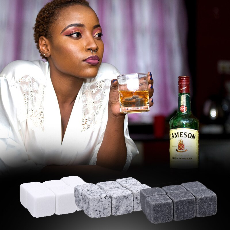 Cubo de hielo reutilizable, Bolsa de vino, whisky, Wiski, champán, piedras, enfriar, piedra, Sipping, artículos de bar, bolsa gratis para bebida Wisky, 6 uds.