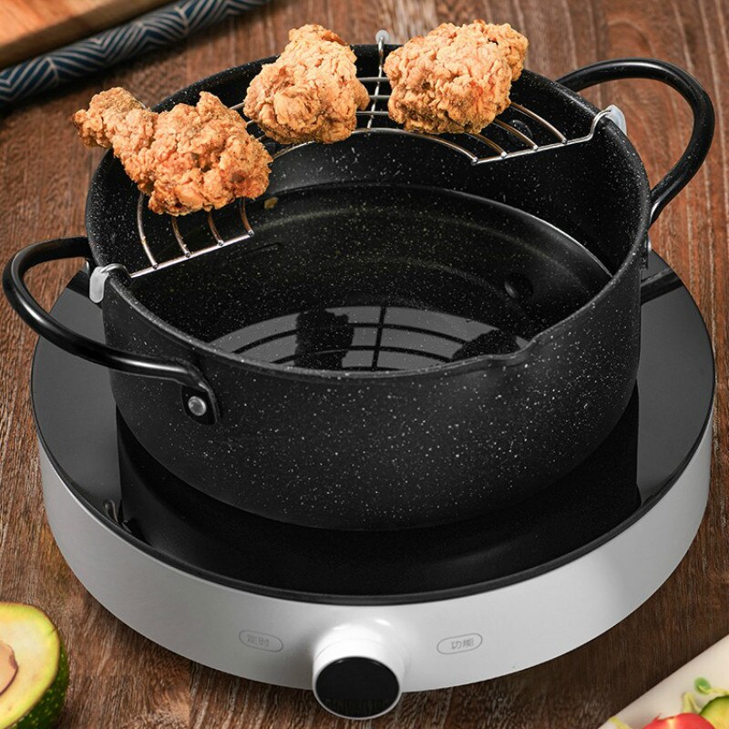 Pote de fritura profundo estilo japonês pedra tempura frter panela frita frango panela ferramentas de cozinha utensílio de cozinha redu805