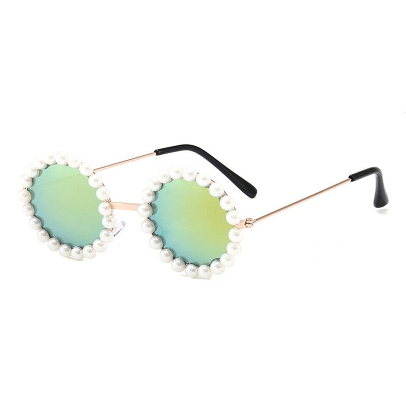 Kottdo mærke børn solbriller metal runde perle piger boby childrend solbriller gafas de sol  uv400: Gul