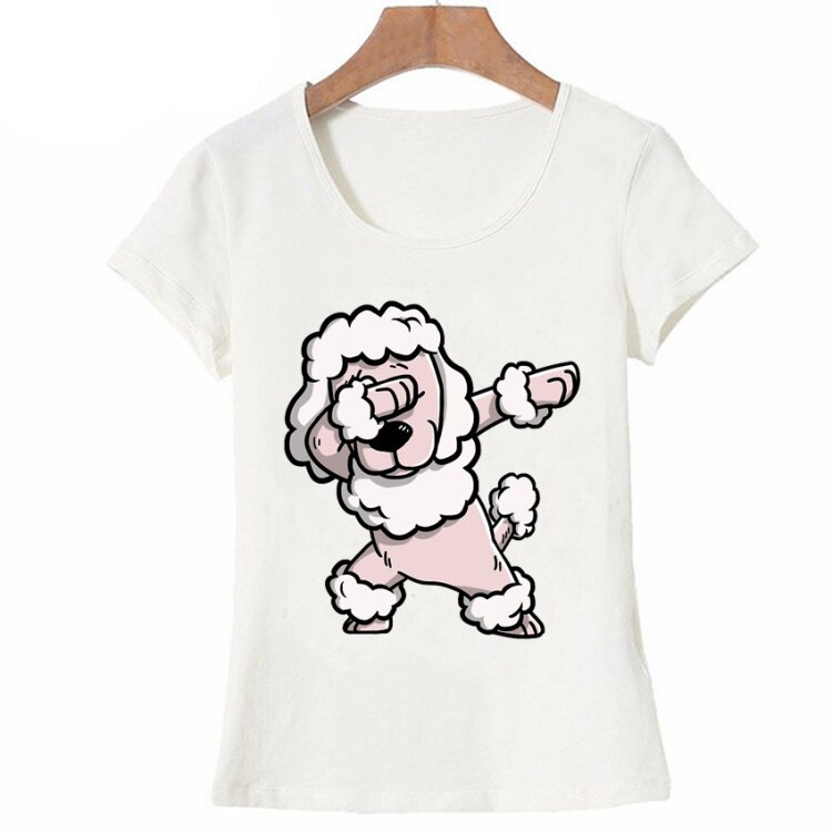 Summer Women T-shirt Colorful Poodle Dog Watercolor T-Shirt Dabbing Poodle Funny maiden Tops Tees Cute Girl Short Sleeve