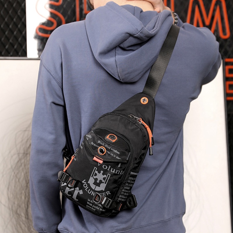 Nylon Mannen Borst Bag Rugzak Knapzak Beroemde Reizen Ongedwongen Mannelijke Een Schouder Zakken Sling Rugzak Dagrugzak