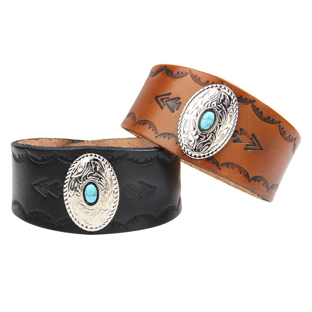 Geometriske brede lærarmbånd armbånd smykker legert metall armbånd sjarm blå perle armbånd til menn kvinner